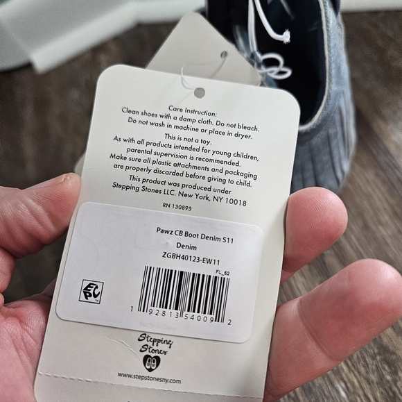 Cowboy Boots Kids Sz 11 Blue Denim With Fringe By Pawz - Picture 8 of 12